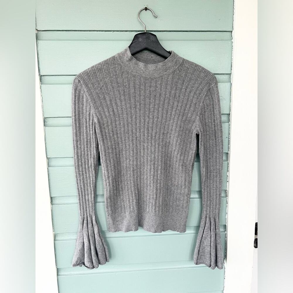 27 Miles Malibu revolve grey ribbed knit sweater bell sleeve fall cashmere